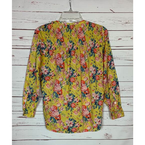 J.Crew Liberty Fabrics Women's Size 2 Yellow Floral Long Sleeve Button Top Shirt - Picture 8 of 12